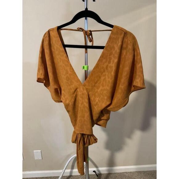 Women's Current Air Brown Wrap Top - Size S - Picture 3 of 6